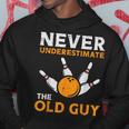 Bowling Never Underestimate Old Guy Bowler Grandpa Dad Men Hoodie Unique Gifts