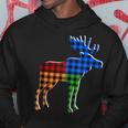 Buffalo Plaid Standing Moose Silhouette Colorful Moose Lover Hoodie Unique Gifts