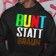 Bunt Statt Braun Hoodie, Farbblock-Schrift Design, Schwarzes Tee Lustige Geschenke