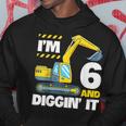 Construction Truck 6Th Birthday 6 Years Old Digger Excavator Hoodie Personalized Gifts