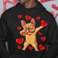 The Cream French Bulldog Dabbing Heart Valentines Day Hoodie Unique Gifts