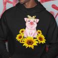 Cute Piggy With Sunflower Tiny Pig With Bandana Hoodie Unique Gifts