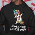 Dabbing Unicorn Awesome Since 1977 Birthday Hoodie Unique Gifts