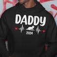 Daddy 2024 Heartbeat 1St Time Pregnancy Announcement Dad Hoodie Unique Gifts