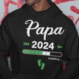 Damen Papa Loading 2024 Werdender Papa Baby Geburt Daddy To Be Mit-Ausschnitt Kapuzenpullover Lustige Geschenke