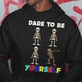 Dare To Be Yourself Autism Awareness Dabbing Skeleton Hoodie Unique Gifts