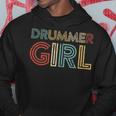 Drummer Girl Retro Vintage Drumming Musician Percussionist Hoodie Unique Gifts