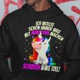 Einhorn & Spruch Was mit Menschen machen Schwarzes Hoodie Lustige Geschenke