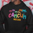 Cancun Mexico Palm Tree Colorful Typography Vacation Hoodie Unique Gifts