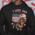 Dachshund Tattoo I Love Dad Fathers Day Patriotic Hoodie Unique Gifts