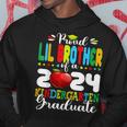 Graduation Proud Lil Brother Of A 2024 Kindergarten Graduate Hoodie Funny Gifts