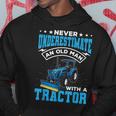 Grandpa Never Underestimate An Old Man With A Tractor Hoodie Personalized Gifts