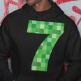 Green Pixel Number 7 7Th Birthday Gamer Number 7 Hoodie Funny Gifts