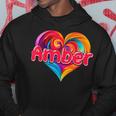 I Heart Love Amber First Name Colorful Named Hoodie Funny Gifts