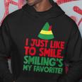 Just Like To Smile Smiling's My Favorite Elf Christmas Hoodie Funny Gifts