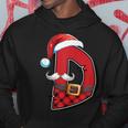 Letter D Initial Name Plaid Santa Hat Christmas Hoodie Funny Gifts