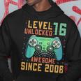 Level 16 Unlocked 16Th Birthday 16 Year Old Gamer Bday Hoodie Funny Gifts