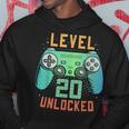 Level 20 Unlocked 20Th Birthday Gamer 20 Year Old Male Hoodie Funny Gifts