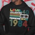 Level 40 Unlocked Since 1984 Video Gamer 40Th Birthday Hoodie Funny Gifts