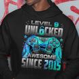 Level 9 Unlocked Awesome Since 2015 9Th Birthday Gaming Hoodie Unique Gifts