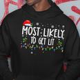 Most Likely To Get Lit Christmas Matching Family Hoodie Funny Gifts