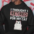 Ljwy I Though I Retired Now I Work For My Cat Pet Cat Lover Hoodie Unique Gifts