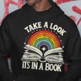 Take A Look A Book Vintage Reading Librarian Rainbow Hoodie Unique Gifts