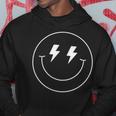 Minimalist 80S Lightning Bolt Eyes Happy Smiling Smile Face Hoodie Funny Gifts