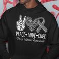 Peace Love Cure Brain Tumor Support Brain Tumor Awareness Hoodie Unique Gifts