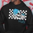 Raceday Vibes Checkered Flag Racing Skull Dirt Track Racing Hoodie Unique Gifts