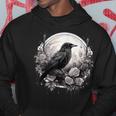 Raven Full Moon Gothic Witchy Crow Roses Mystical Hoodie Unique Gifts