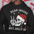 Retro Dead Inside But Jolly Af Skeleton Christmas Lights Hoodie Funny Gifts