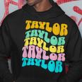 Retro Taylor First Name Girls Name Personalized Groovy Hoodie Personalized Gifts