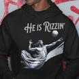 He Is Rizzin Jesus Playing Volleyball Sports Rizz Hoodie Unique Gifts