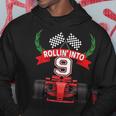 Rollin Into 9 Years Old Racing Car Boys 9Th Birthday Party Hoodie Unique Gifts