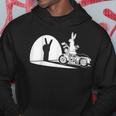 Salut Motard Humour Ombre Chinoise Lapin Main Moto Vintage Sweat à capuche Cadeaux drôles