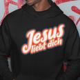 Schwarzes Hoodie mit 'Jesus liebt dich' Aufdruck, Christliche Mode Lustige Geschenke