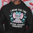 Sexual Assault Awareness I Wear Teal Cute Elephant 2024 Hoodie Unique Gifts