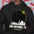 Solar Eclipse 2024 San Antonio Skyline Texas Solar Eclipse Hoodie Unique Gifts