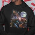 Three Dragon Starry Night Dragon Animal Howling At The Moon Hoodie Personalized Gifts