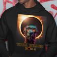 Total Eclipse April 8 2024 Irish Wolfhound Dog With Glasses Hoodie Unique Gifts