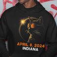 Total Solar Eclipse 2024 Indiana Cat Lover Wearing Glasses Hoodie Personalized Gifts
