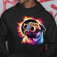 Total Solar Eclipse 2024 Pug Dog With Solar Eclipse Glasses Hoodie Unique Gifts