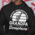 Never Underestimate Grandpa With A Saxophone Sax Player Hoodie Unique Gifts