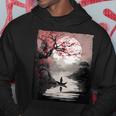 Vintage Cherry Blossom And Fishing Woodblock Japanese Hoodie Personalized Gifts