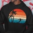 Vintage Sunset Palm Surfer Retro Surfing Beach Surf Hoodie Funny Gifts