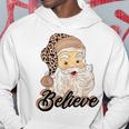 Believe Costume Santa Claus With Leopard Christmas Hat Hoodie Unique Gifts