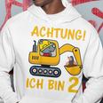 Children's Achtung Ich Bin 2 Jahre Alt 2Nd Birthday Digger Rhino Kapuzenpullover Lustige Geschenke