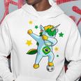 Dabbing Unicorn Support Jersey Brazil Soccer Girls Hoodie Unique Gifts