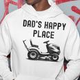 Dad's Happy Place Lawnmower Father's Day Dad Jokes Hoodie Unique Gifts